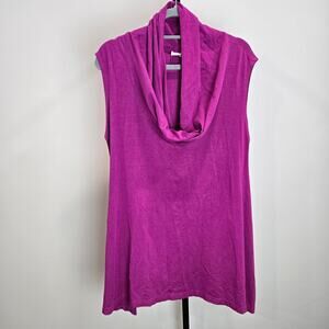 Bryn Walker Organic Cotton Cowl Neck Tunic Dress Purple Artsy Lagenlook Small